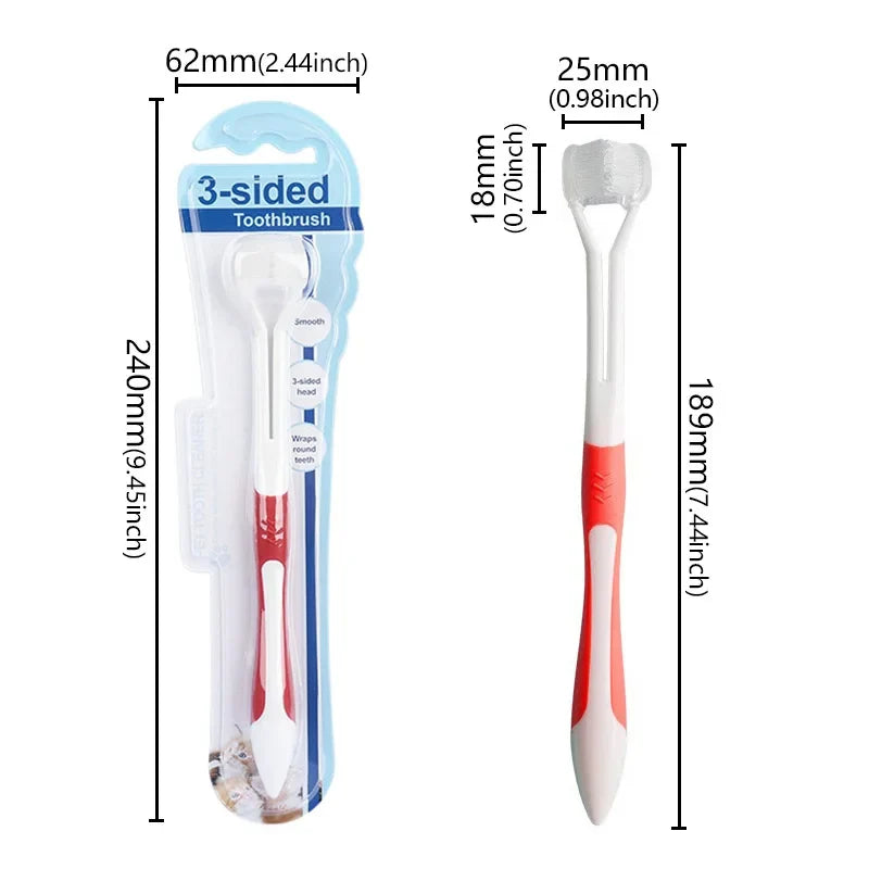 3 Sided Soft Dog Teeth Brush Head Toothbrush Oral Health Teddy – 3 Colors
