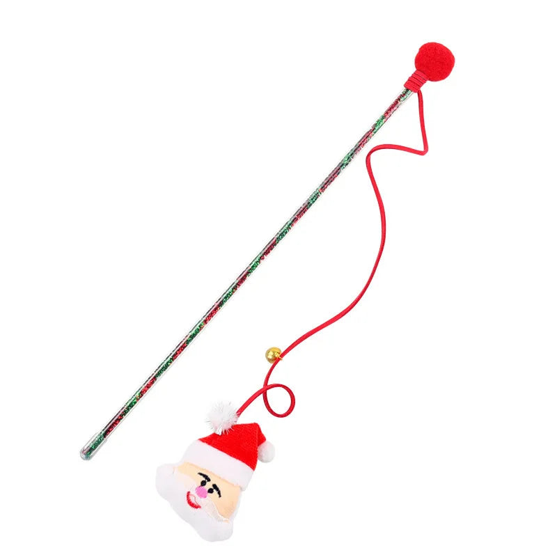 Cat Toys Teasing Sticks Christmas Cute Santa Claus