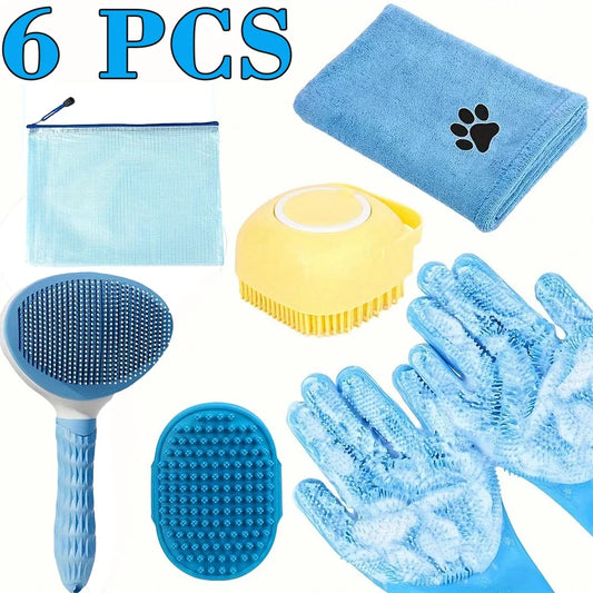 1 or 6Pcs Pet Grooming Kit Dog Bath Brush - MyPetDollar.com