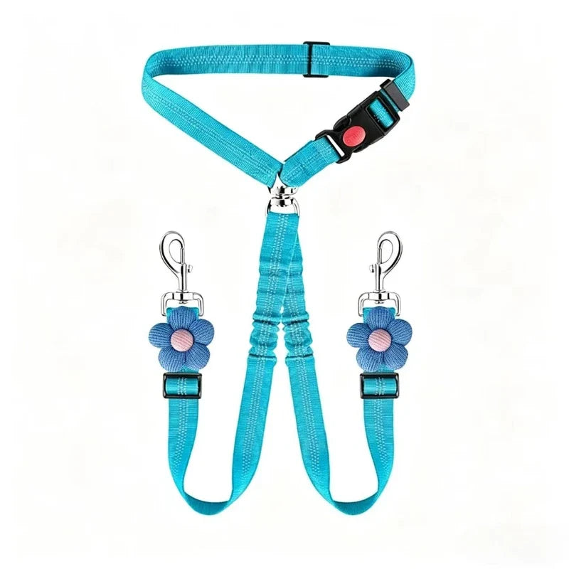 Double Head Dog Safety Harness Adjustable Split Connection Car – 6 Colors