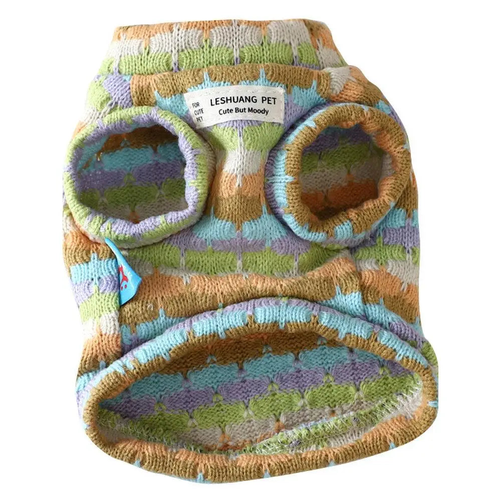 Thickened Warm Striped Sweater Vest Two Legs - MyPetDollar.com