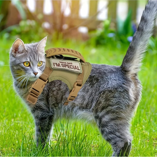 Khaki Tactical Cat Chest Harness Vest Type - MyPetDollar.com