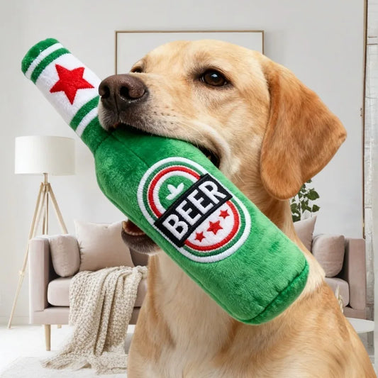 Realistic Beer Bottle Shape, Squeaking Dog - MyPetDollar.com
