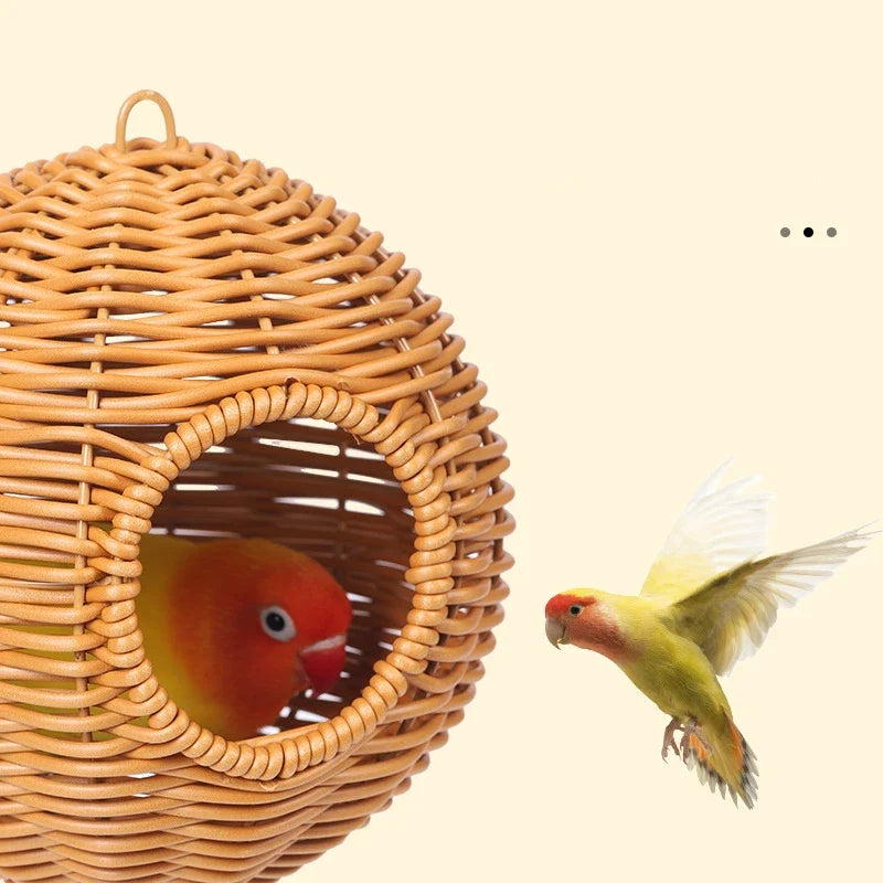 Bird Nest Fake Grass Handwoven Bird Cage - MyPetDollar.com