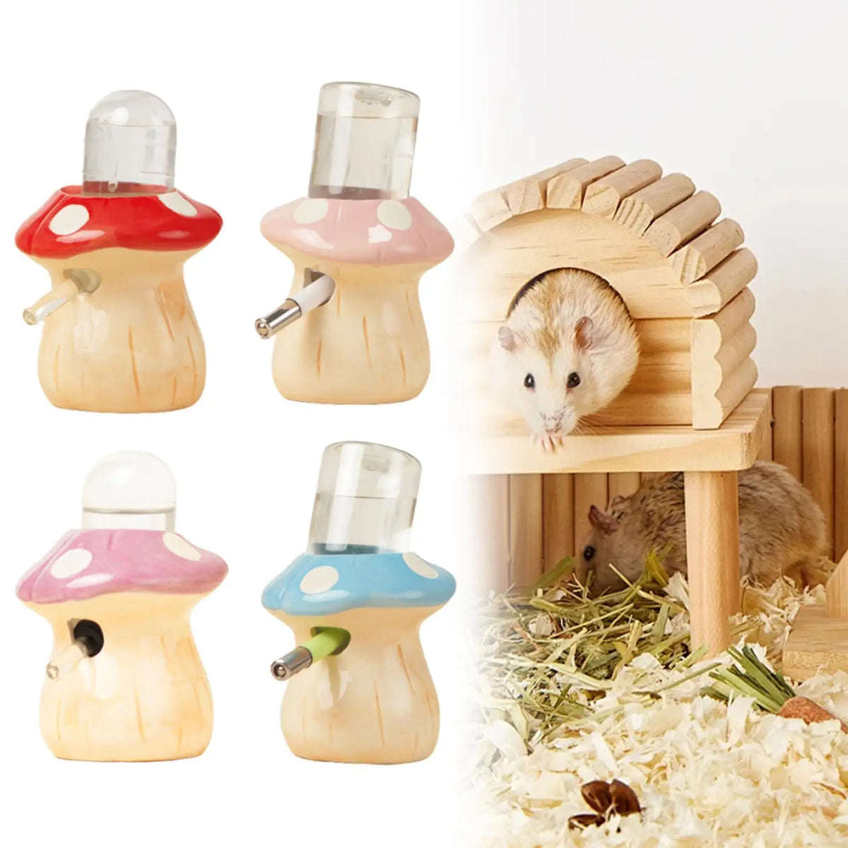 Hamster Water Bottle Mushroom Shape Drinking - MyPetDollar.com