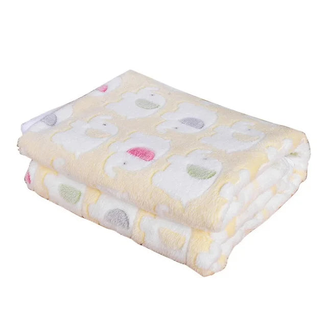 Coral Fleece Pet Blanket Warm Paw Print Dog - MyPetDollar.com