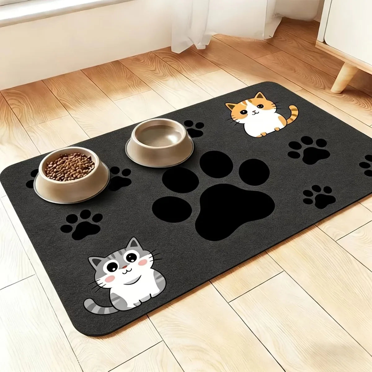 Pet Feeding Pad for Dogs & Cats Square Heavy Duty Rubber