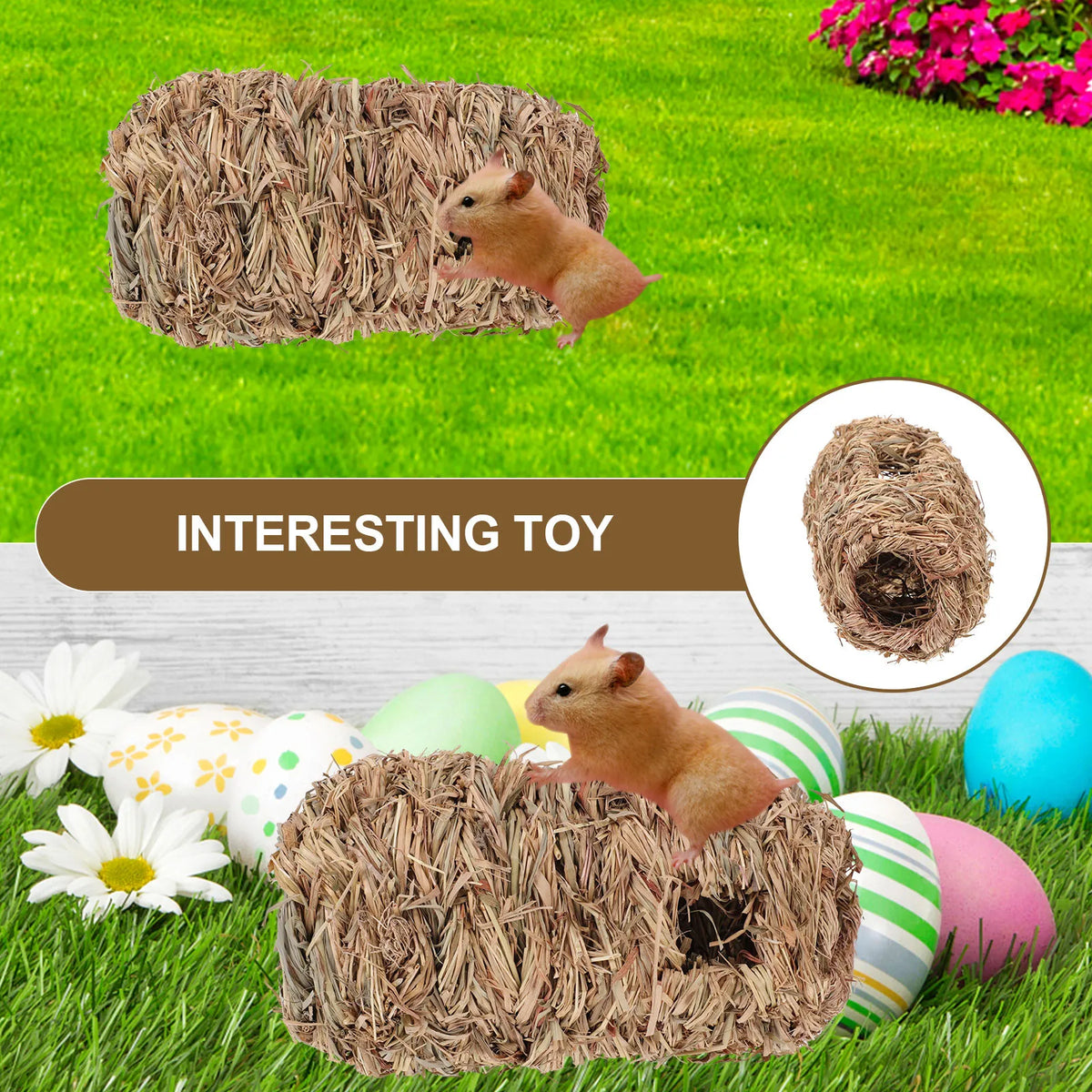 Straw Woven Hamster Hideout Tunnel Nest for - MyPetDollar.com