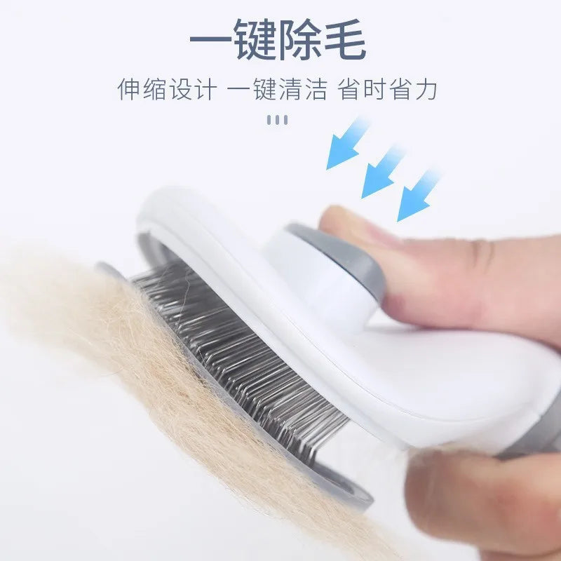 Self-Cleaning Pet Slicker Brush One-Click - MyPetDollar.com