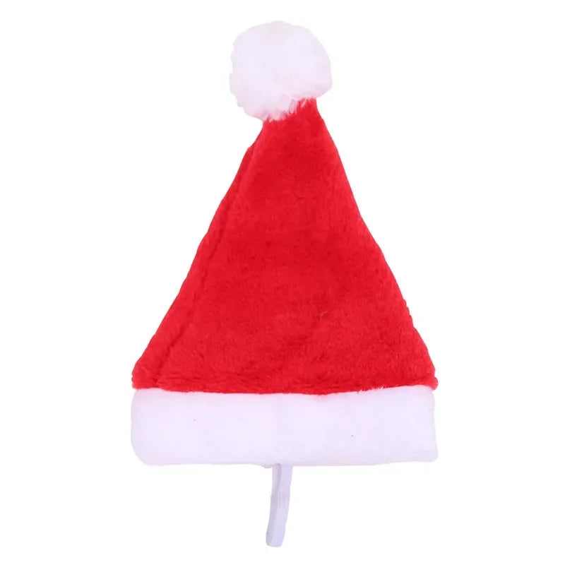 Christmas Pet Santa Hat Red Plush Soft Holiday Cap