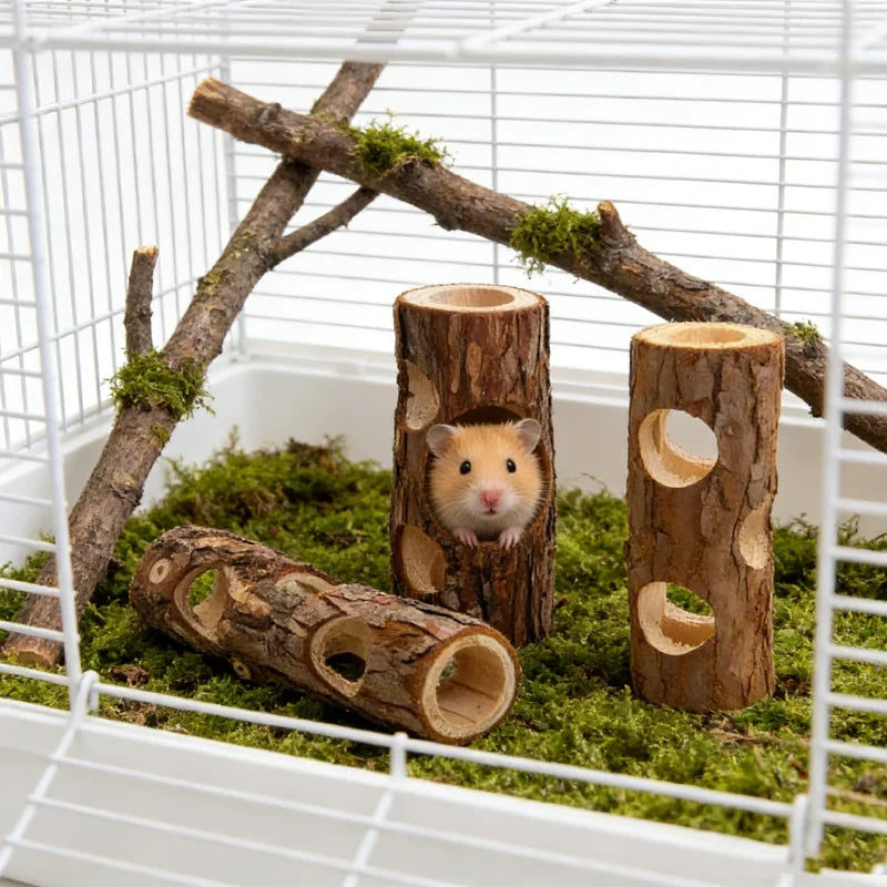 Wooden Hamster Tree Hollow Toy Fir Stump - MyPetDollar.com