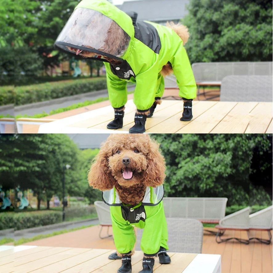Pet Dog Raincoat Transparent Hooded Jumpsuit - MyPetDollar.com