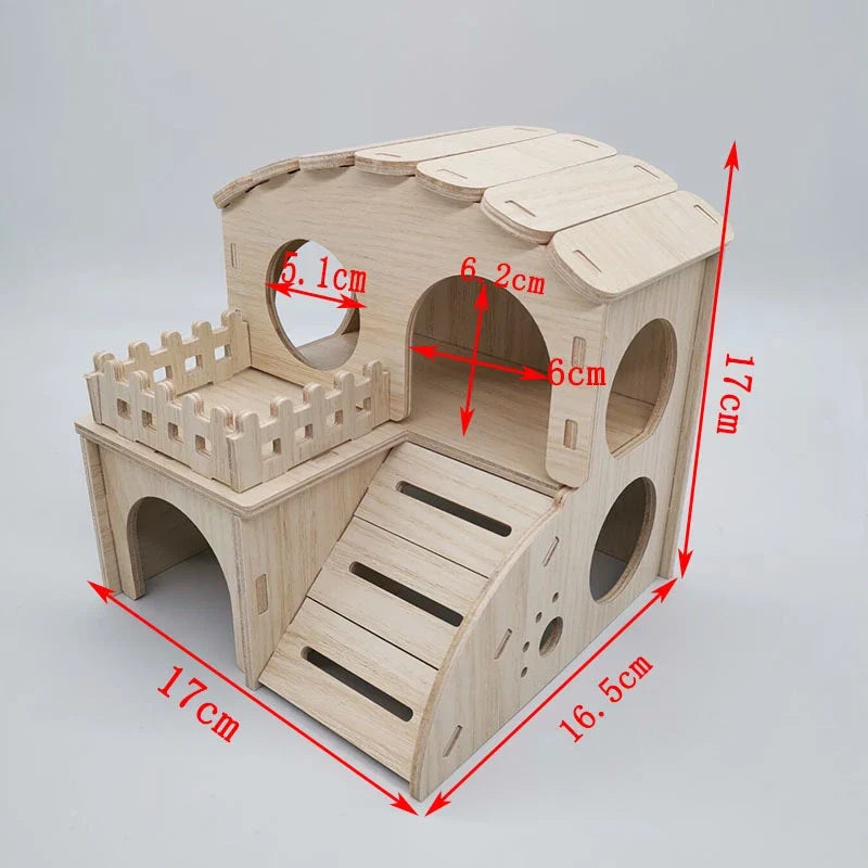 Hamster Solid Wood Shelter Hedgehog Wooden Home