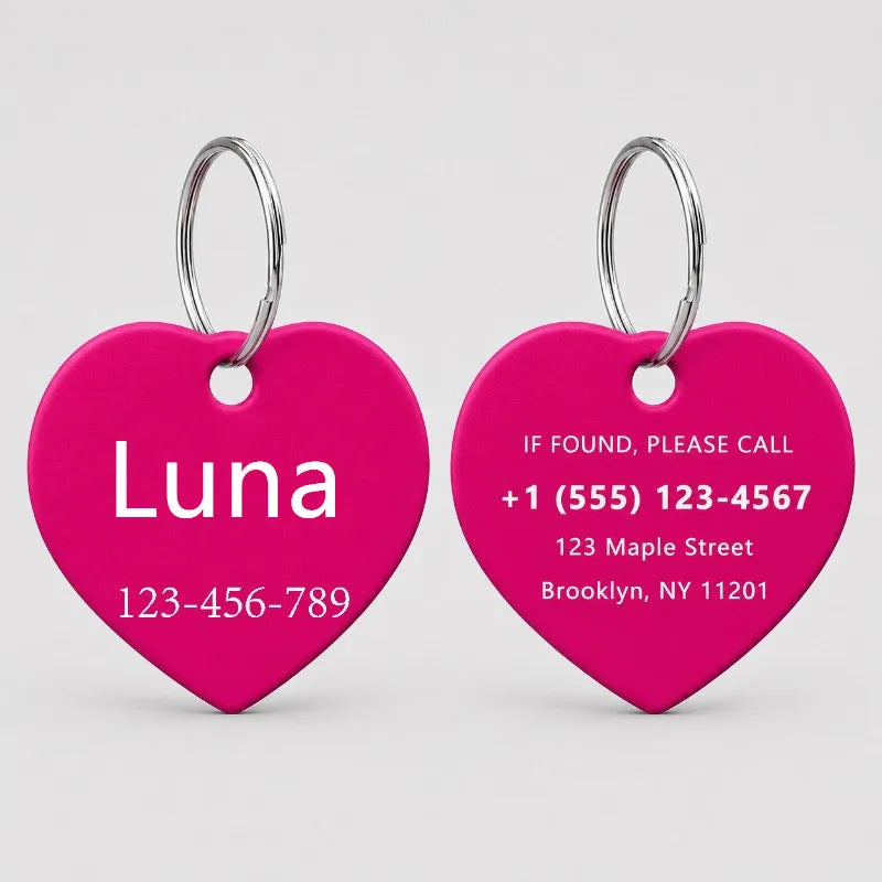 Personalized Custom Aluminum Heart Shape Dog ID Tag