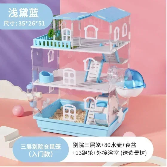 2 3 Layer Acrylic Pet Hamster Enclosure – 6 Colors