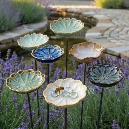 Flower-Shaped Ceramic Bee Feeder Floral - MyPetDollar.com
