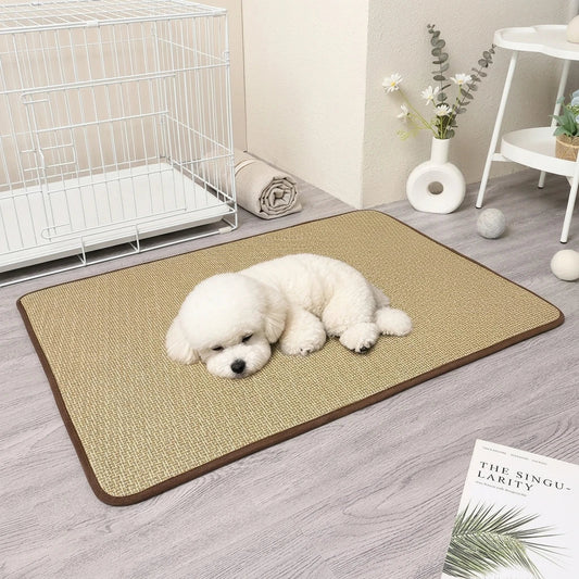 Natural Rattan Pet Mat Waterproof Cooling - MyPetDollar.com