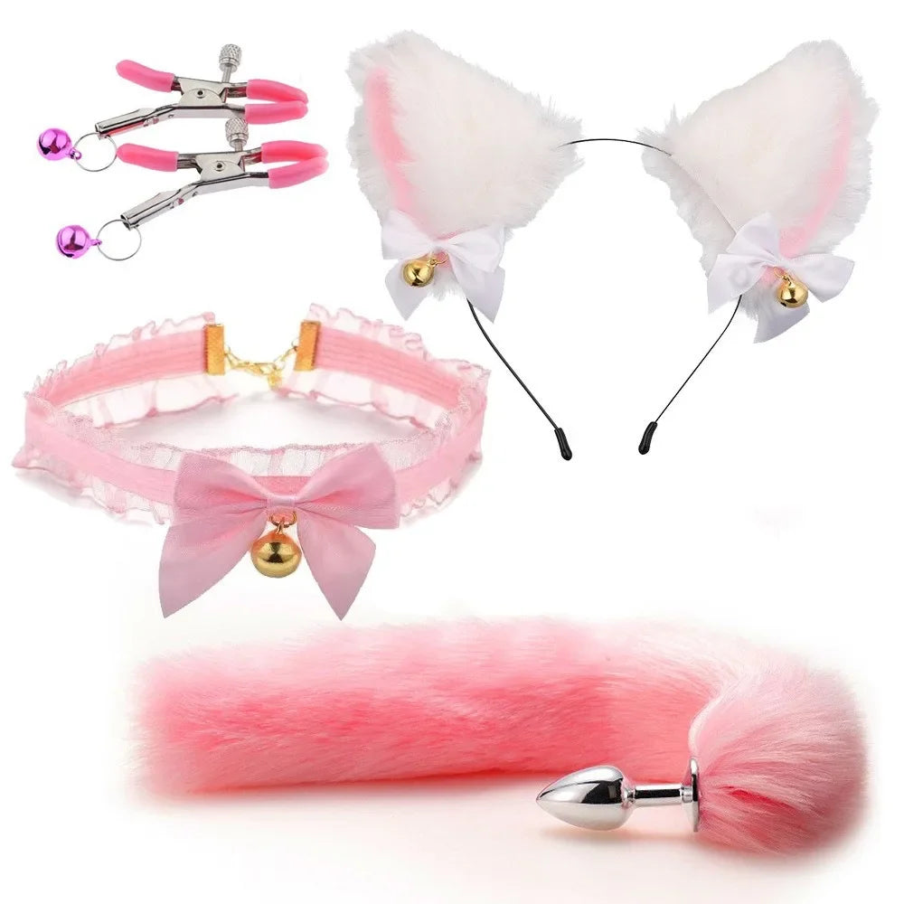 Cute Fox Tail Anal Plug Bow-Knot Soft Cat - MyPetDollar.com