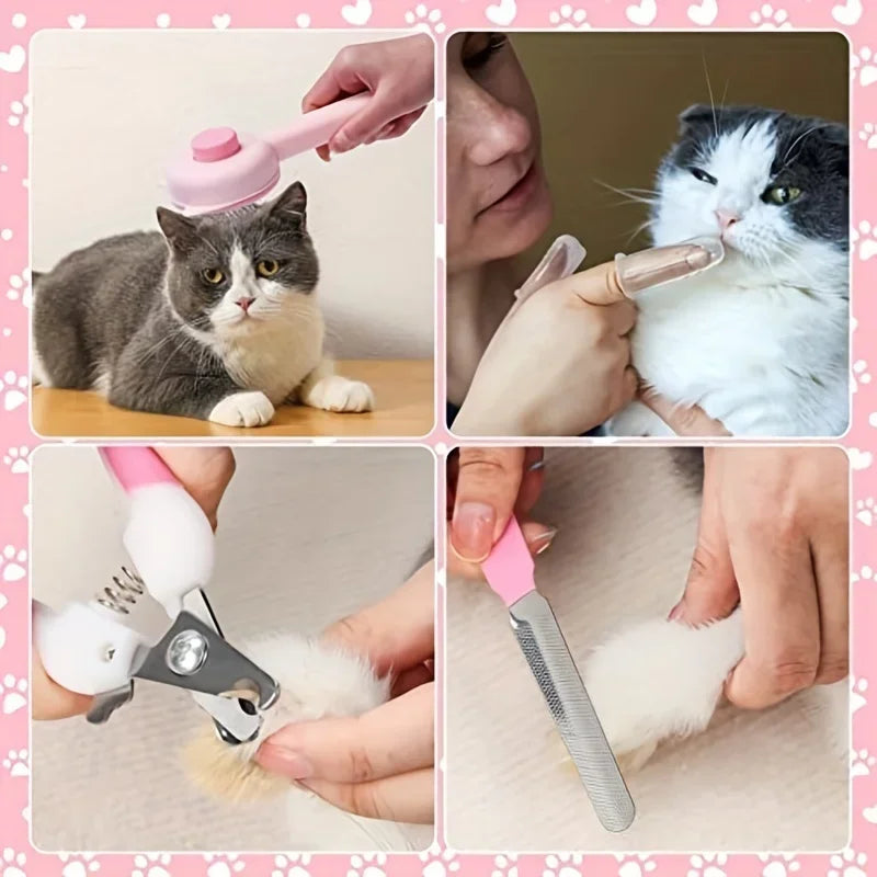 8Pcs Combo Set Cat Brush Beauty Kit with Pet - MyPetDollar.com