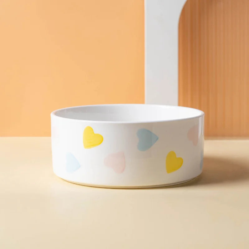Ceramics Dog Bowl with Wood Mat Wide Mouth - MyPetDollar.com