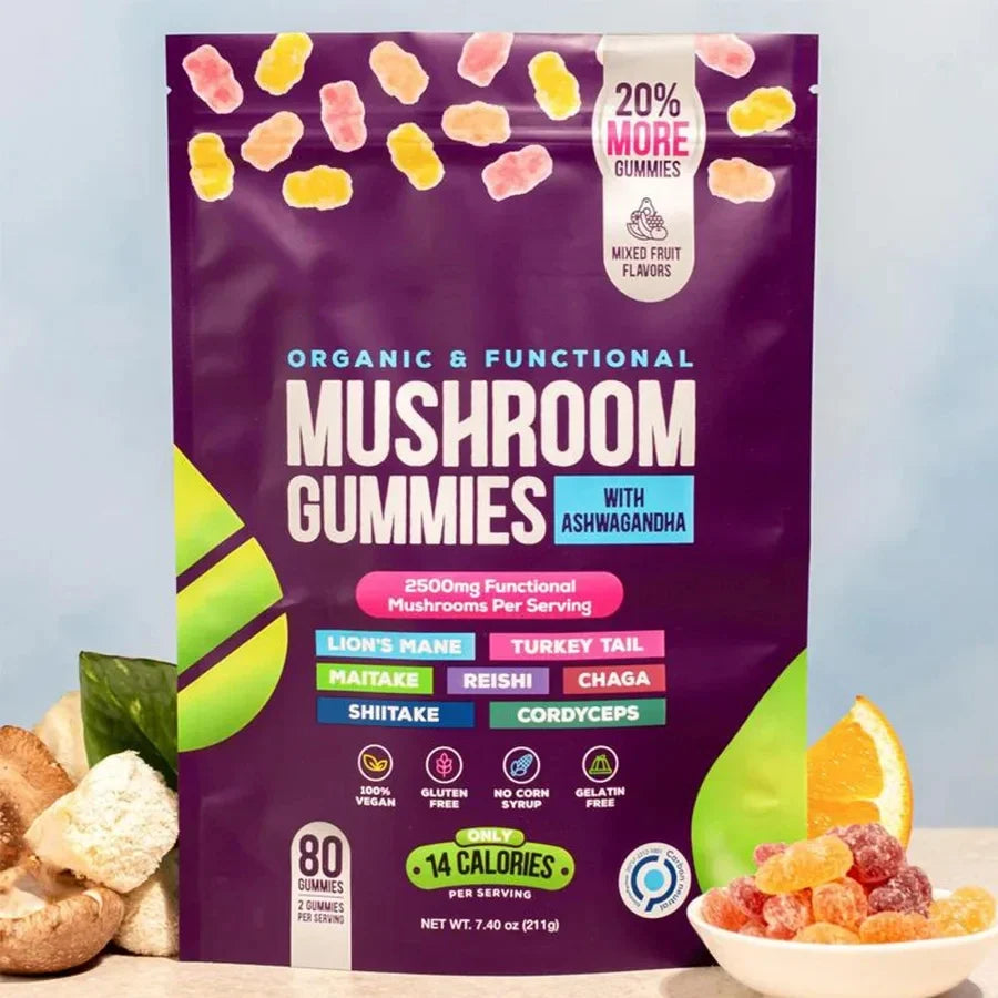 mushroom gummies with ashwagandha, lion's - MyPetDollar.com