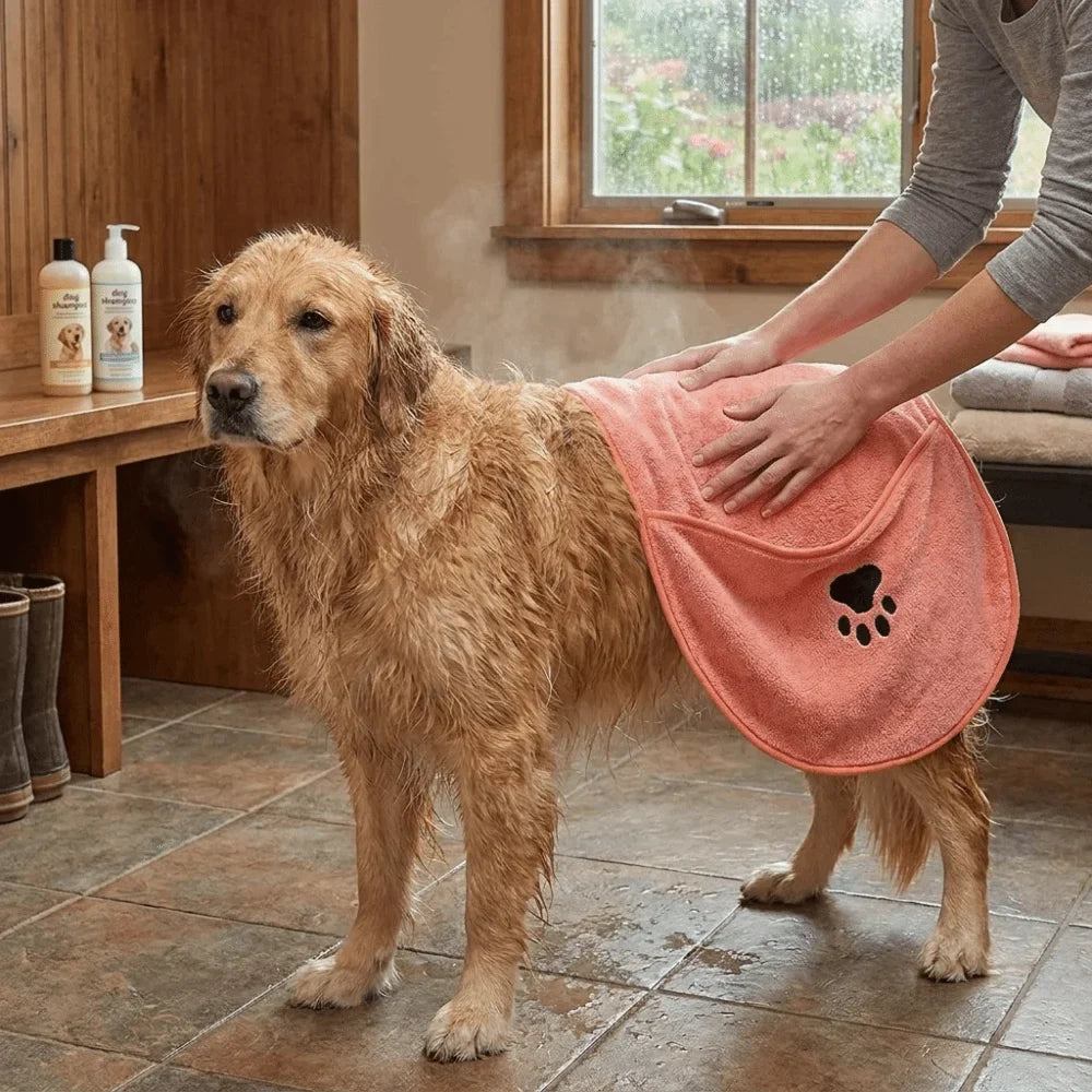 Cute Paw Print Super Absorbent Dog Bath - MyPetDollar.com