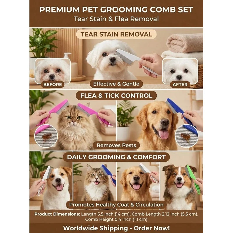 Pet Tear Stain & Flea Comb Fine Tooth - MyPetDollar.com