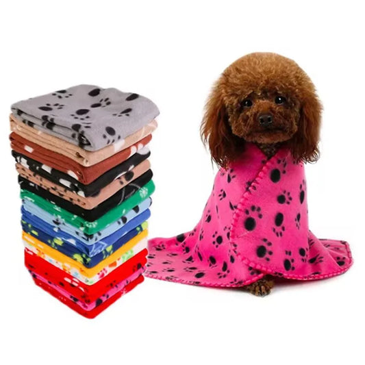 Flannel Cute Pet Puppy Paw Print Bed Mat - MyPetDollar.com