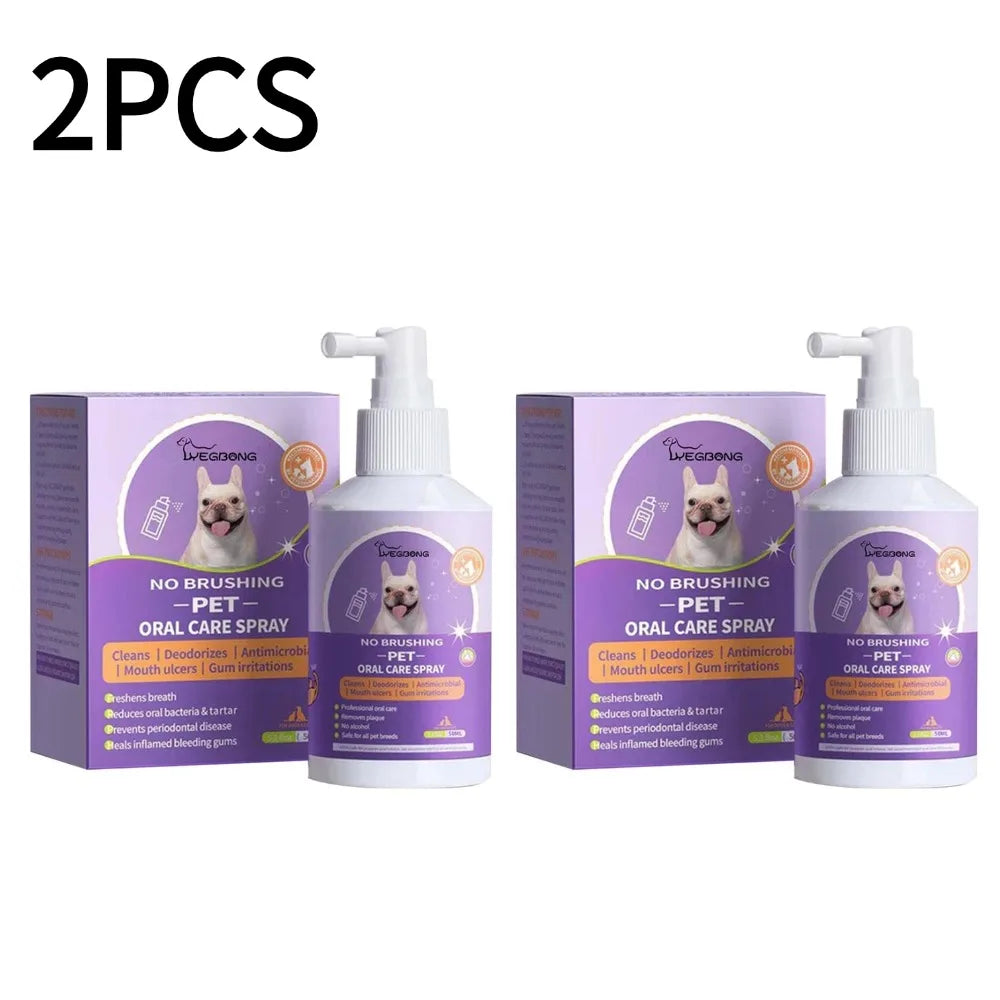 1- Portable Pet Teeth Cleaning Spray for Dogs & Cats Breath