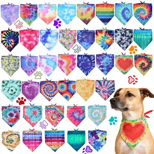 50pcs Dog Bandanas Tie Dye Dog Big Kerchief - MyPetDollar.com