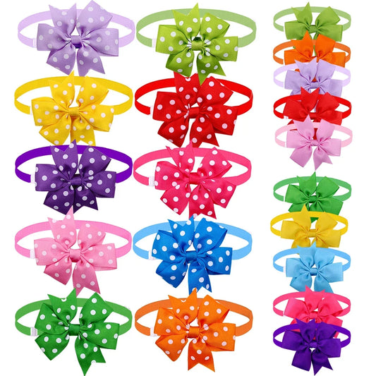 50pcs Dog Bowtie Dot Solid Bow Tie Collar - MyPetDollar.com
