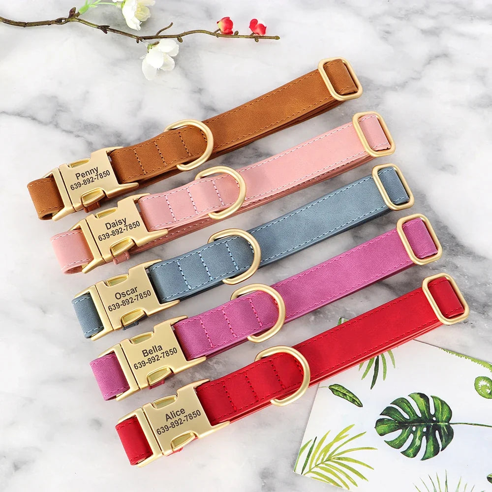 Personalized PU Leather Dog Collar Free - MyPetDollar.com