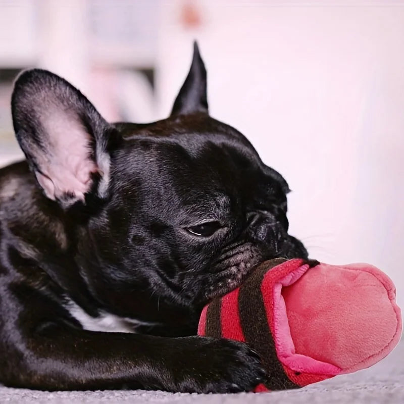 Durable Plush Squeaky Slipper Chew Toy - MyPetDollar.com