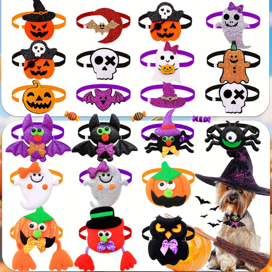 50/100PCS Halloween Dog Bowties Skull - MyPetDollar.com