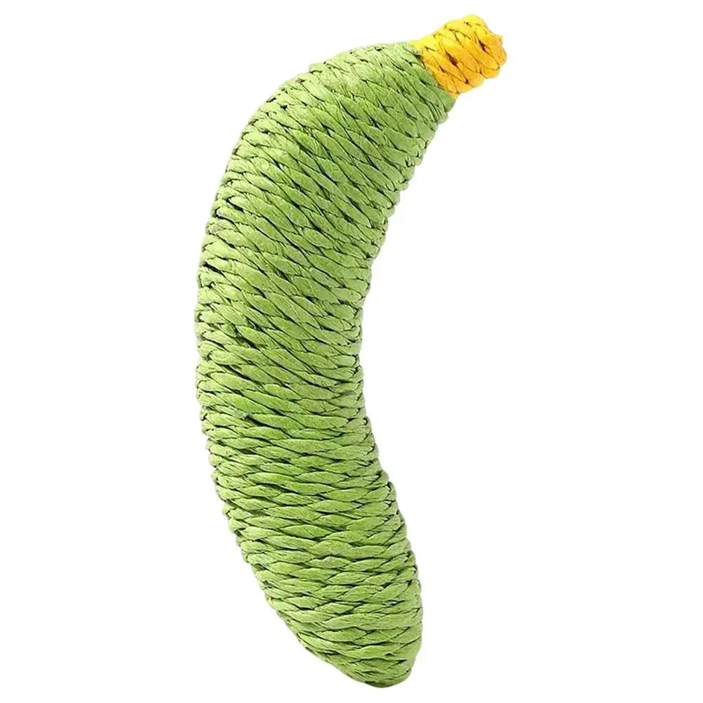 Cute Sisal Cat Toy Banana Shape Yellow Green Teeth Friendly