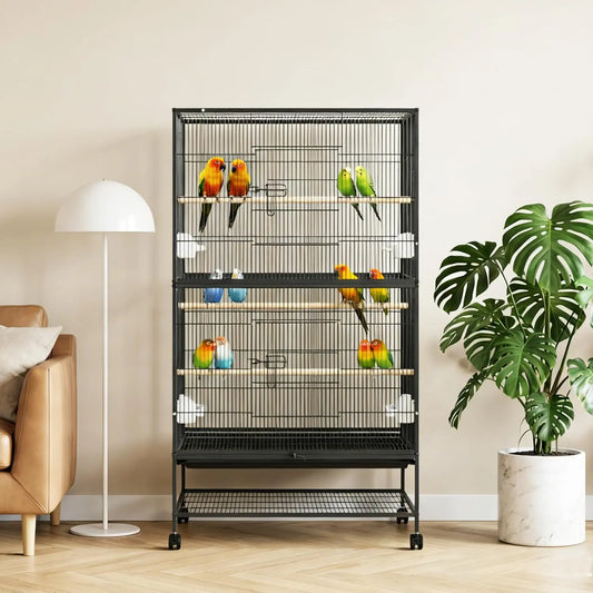 61" H Large Bird Cage with Rolling Storage - MyPetDollar.com