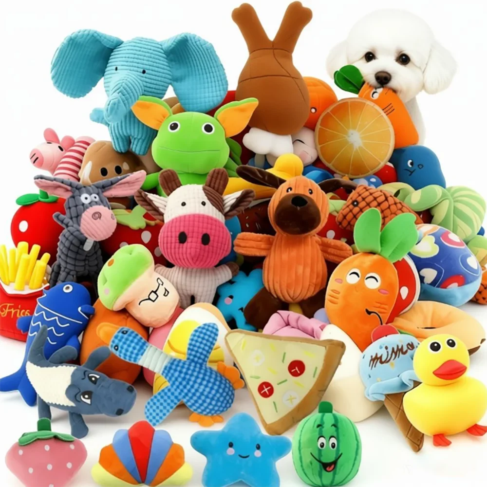 16 Pack Random Squeaky Dog Plush Toy Set - MyPetDollar.com