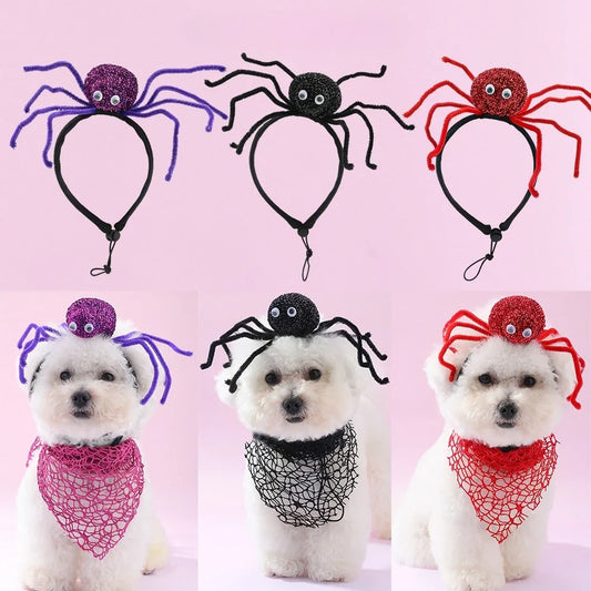 Halloween Pet Headband Drool Towel Spider - MyPetDollar.com