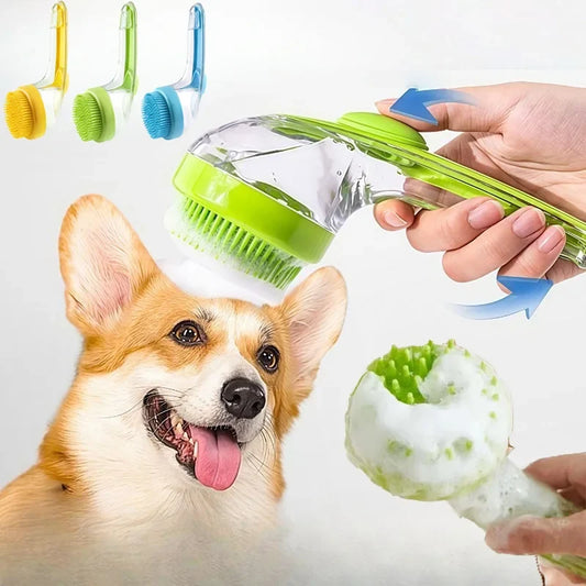 Soft Silicone Pet Bath Massage Brush with - MyPetDollar.com