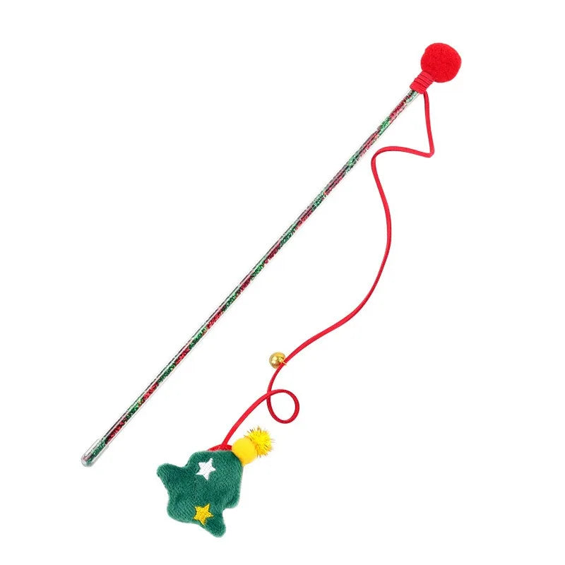 Cat Toys Teasing Sticks Christmas Cute Santa Claus