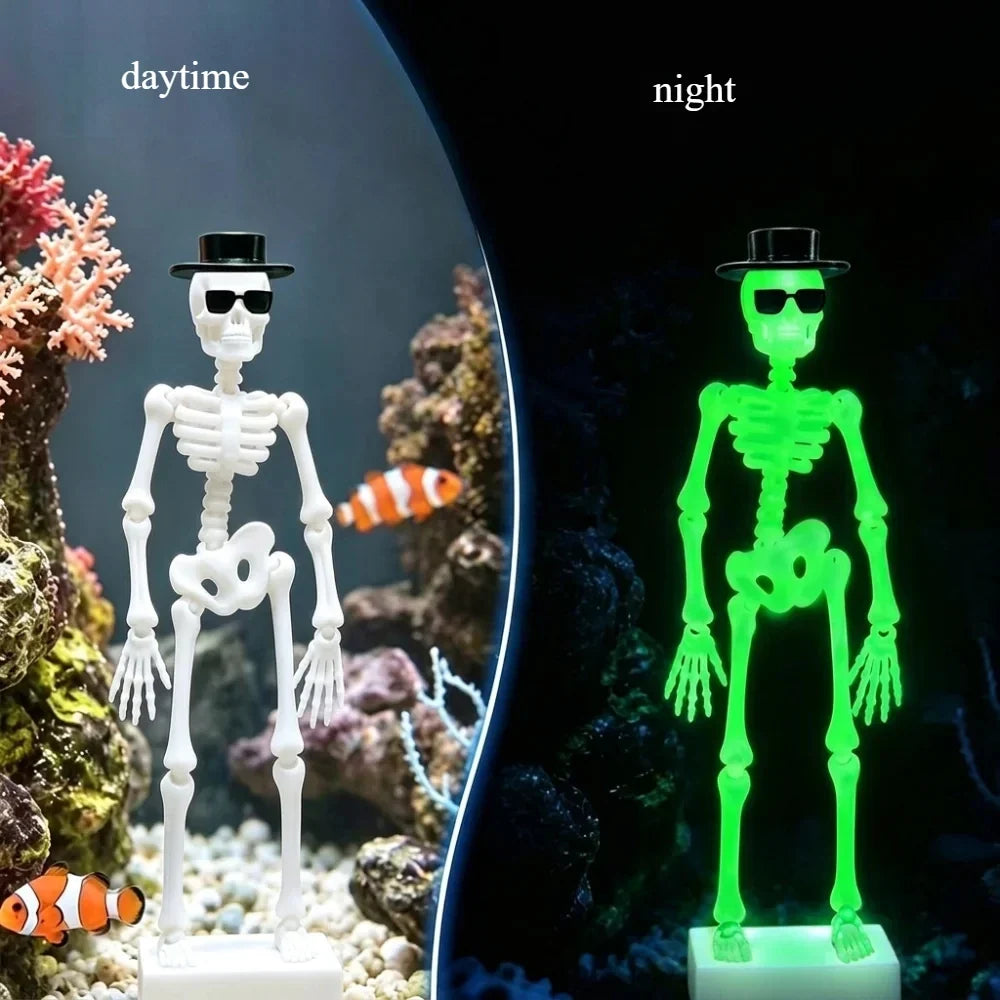 3D Printed Dancing Skeleton Aquarium Bubbler Plastic Wear Hat – 8 Colors