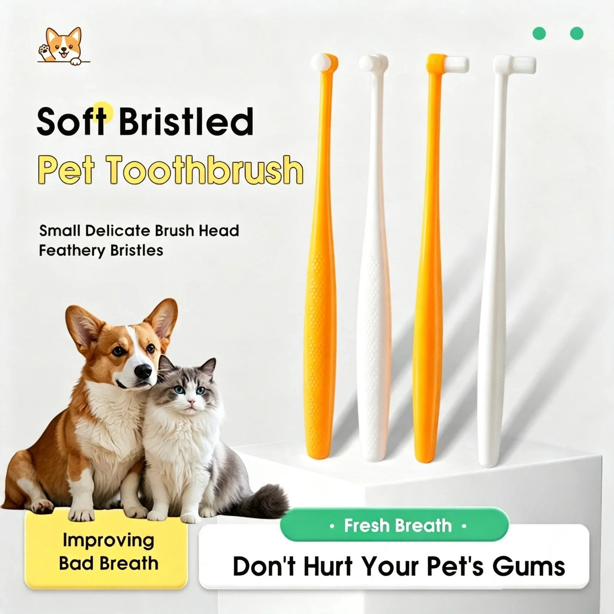Single‑Bundle Round Head Pet Toothbrush Soft - MyPetDollar.com