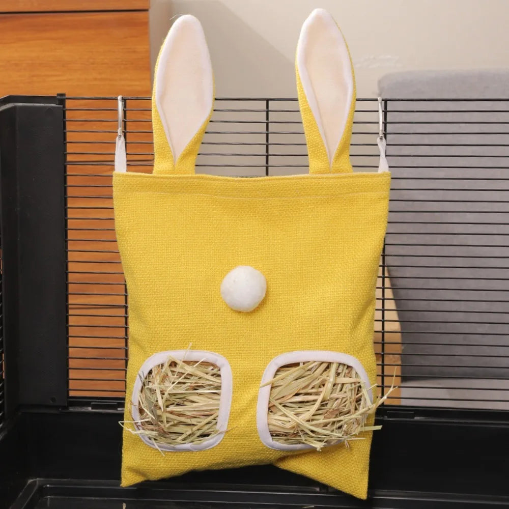 2 3 Holes Hanging Hay Pouch Rabbit Ears Canvas Small Animal
