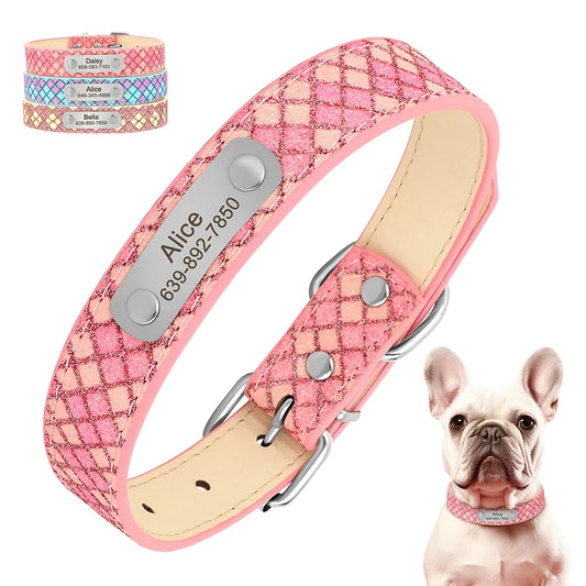 Customized Leather Dog Collar Free Engraved - MyPetDollar.com