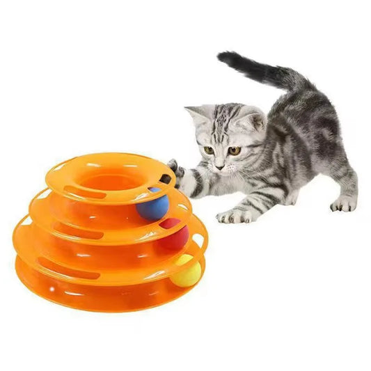 4 Levels Cat Toy Tower Turntable Roller Balls