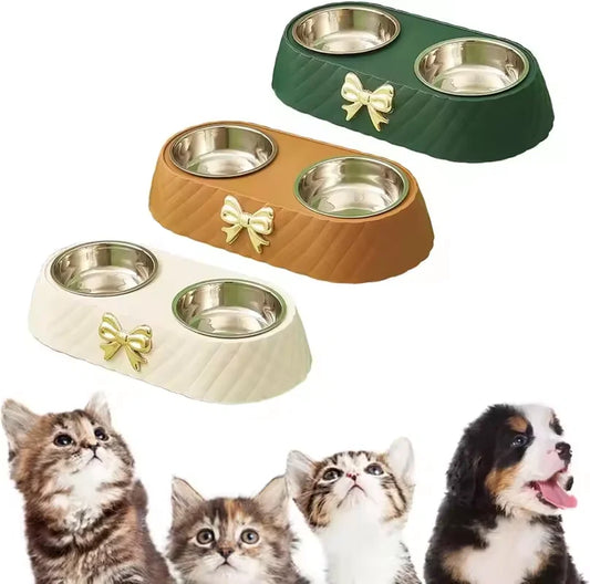 Pet Cat Food Bowl PP Base Bow-tie Bowknot - MyPetDollar.com