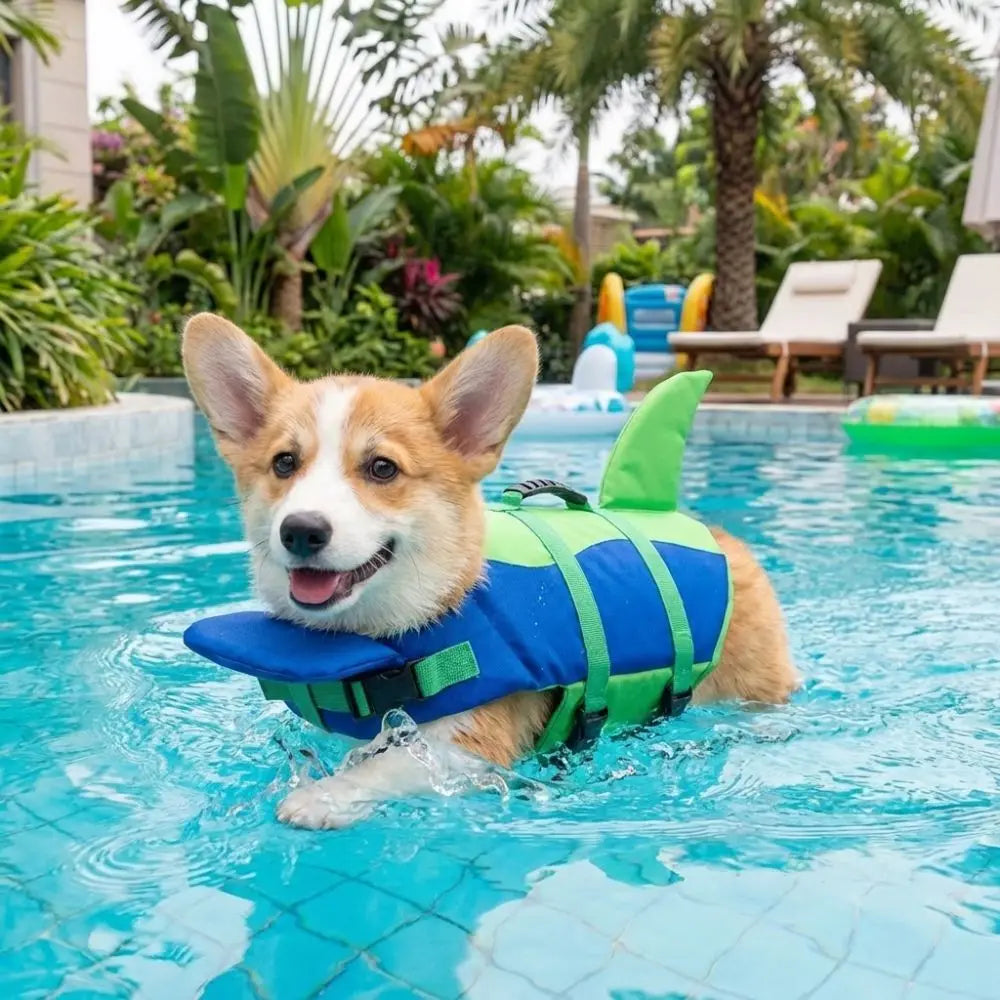 Shark Shape Dog Life Vest Superior Buoyancy - MyPetDollar.com