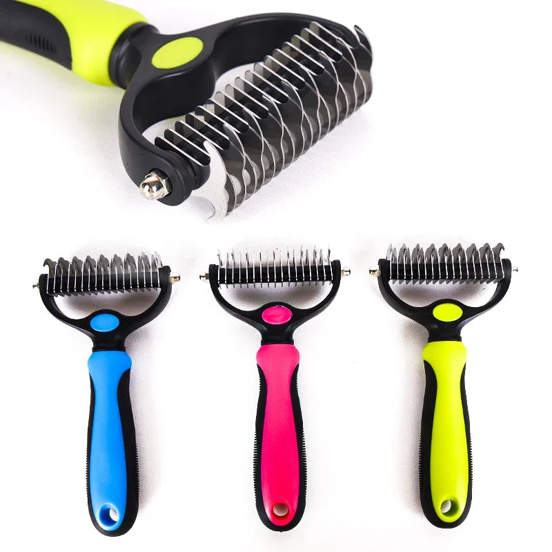 1pc Pet Grooming Brush Double Sided Shedding - MyPetDollar.com