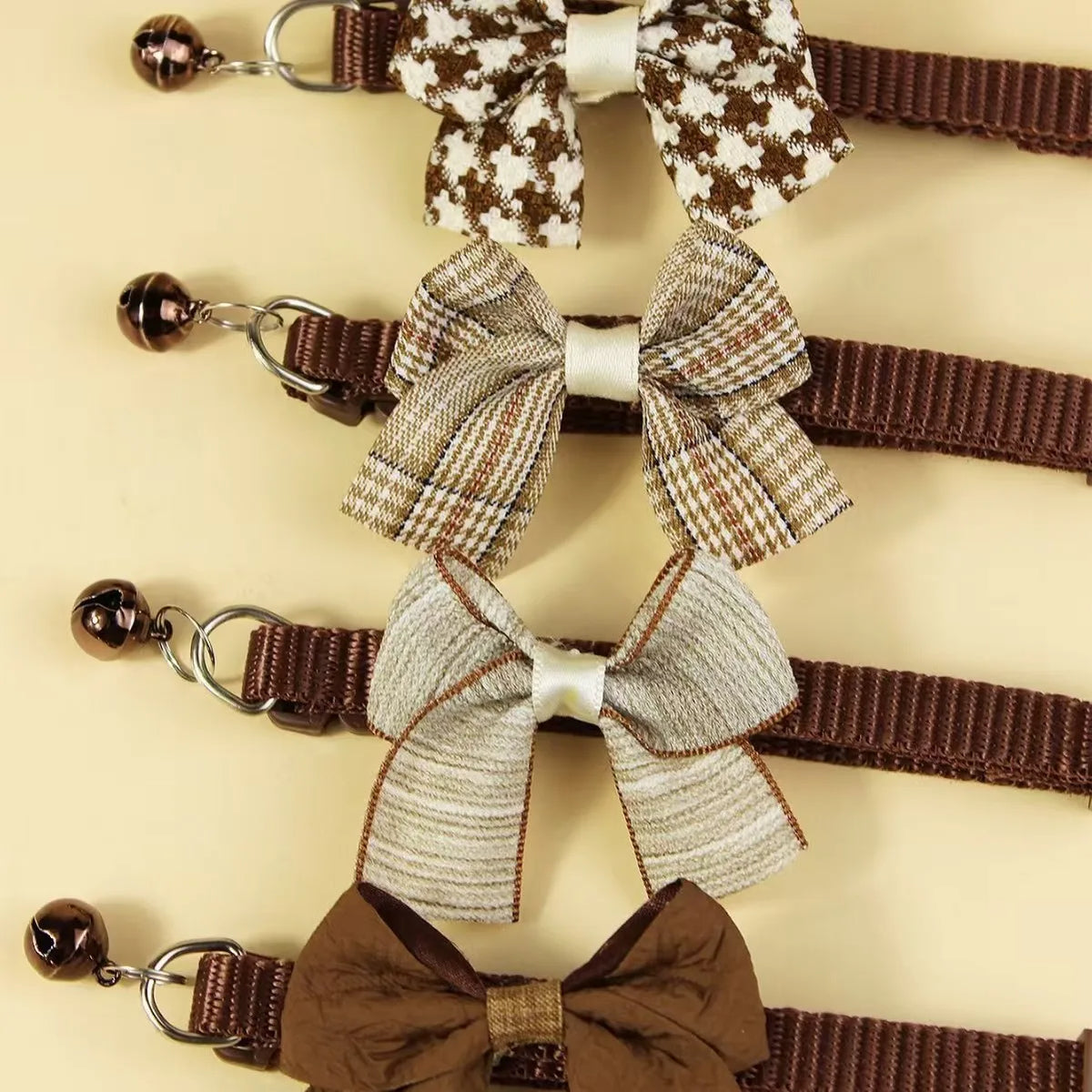 1/4PCS Brown Winter Dog Collar Bowknot Puppy - MyPetDollar.com