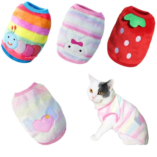 Cartoon Fleece Cat Clothes Autumn Winter - MyPetDollar.com